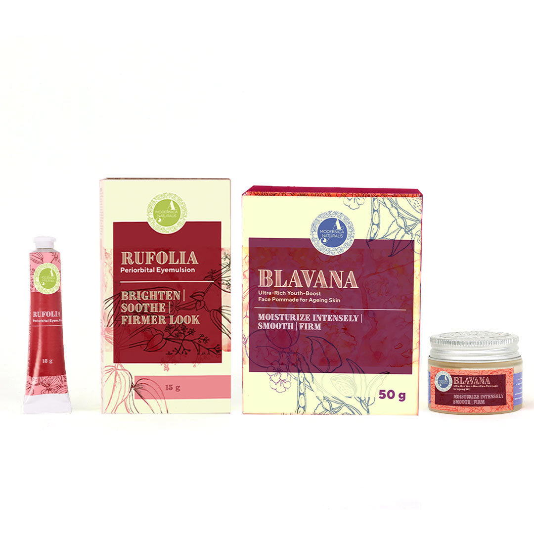 The Age-Hold Duo - Age-Defying Black Gram Face Moisturising Cream and Brightening Under-Eye Cream for Mature Skin